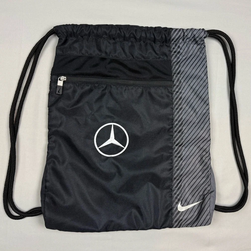 Nike Mercedes Benz Draw String Gym Sack Backpack Black/Grey Embroidered